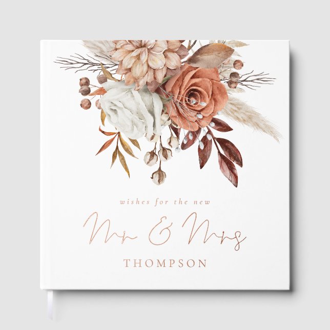 Livre D'or Mariage Rustique de fleurs en terre cuite (Recto)