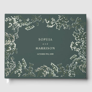 Livre D'or Mariage Rustique de la respiration de bébé vert