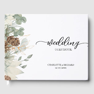 Livre D'or Mariage Rustique Woodland Green & Pinecones