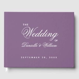 Livre D'or Mariage Simple Calligraphie Script Violet Poussiér