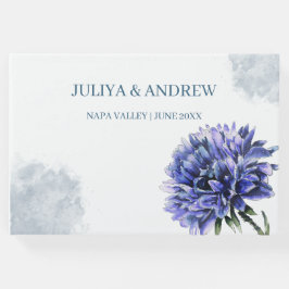 Livre D'or Mariage simple floral bleu marine
