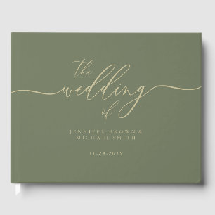 Livre D'or Mariage Simple Gold Sage green Signature Party