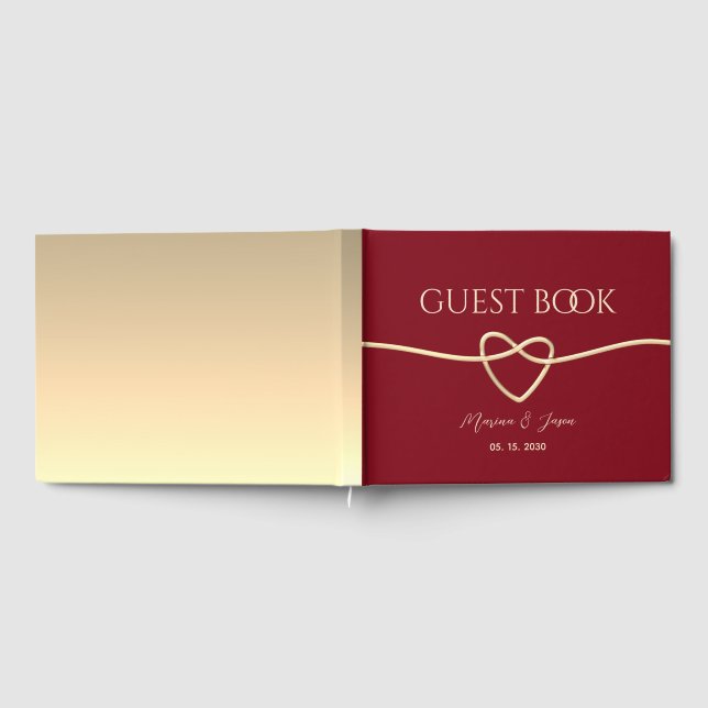 Livre D'or Mariage simple rouge et or élégant (Complet)