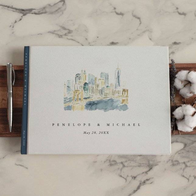 Livre D'or Mariage Skyline de New York (Watercolor New York City Skyline Wedding Guest Book)