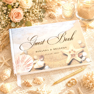 Livre D'or Mariage Tropical Elégant sur la Plage avec Etoile