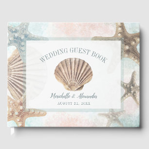 Livre D'or Mariage Tropical Plage Étoile de Mer Coquillage