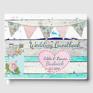 Livre d'or mariage Turquoise Rustic Wood Shabby Ch
