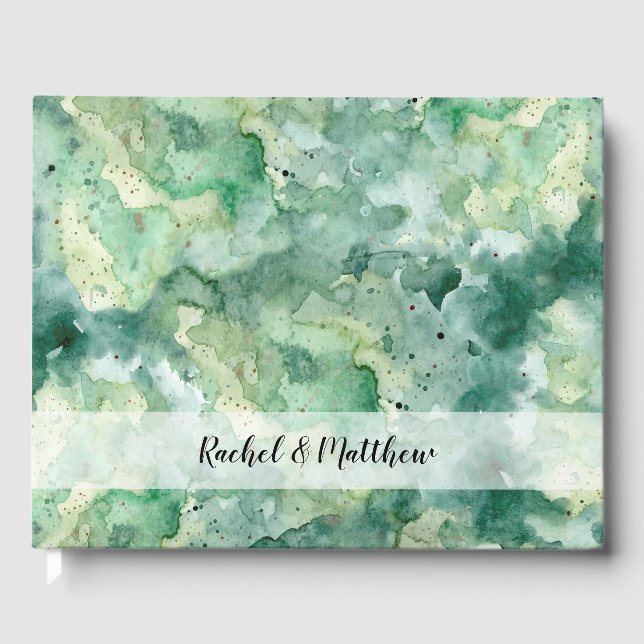 Livre D'or Mariage vert aquarelle (Recto)