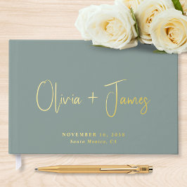Livre D'or Mariage vert de taille de script minimale
