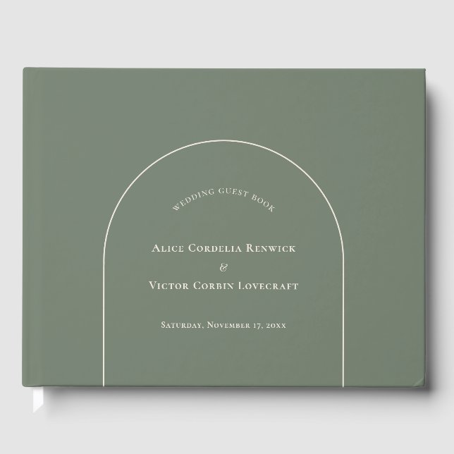 Livre D'or Mariage vert simple Boho Arch Sage (Recto)