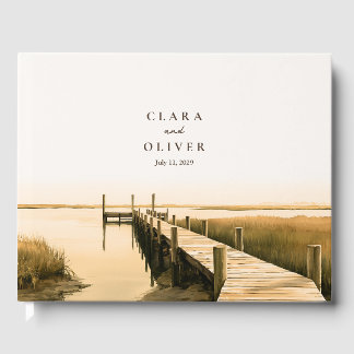 Livre D'or Mariage Warm Ivory Sepia Serif Lowcountry Marsh