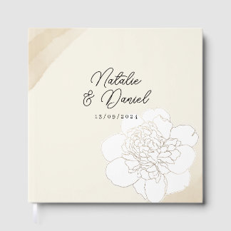 Livre D'or Mariage White Peonies Blossoms