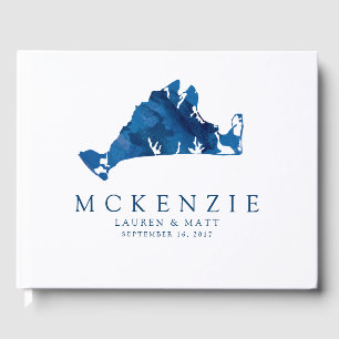 Livre D'or Marine Bleu Aquarelle Martha's Vineyard Map Mariag