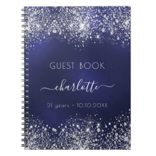 Livre d'or marine bleu argent parties scintillant