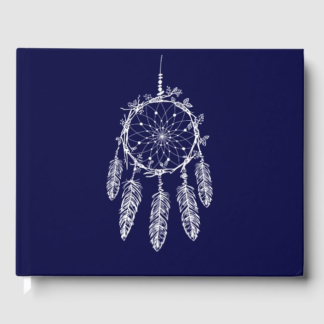 Livre D'or Marine Blue Dream Catcher Mariage amérindien (Recto)