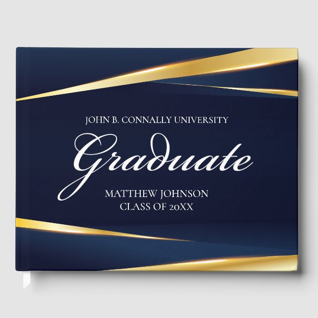 Livre D'or Marine Blue Gold Géométrique Personnalisé Graduati (Recto)