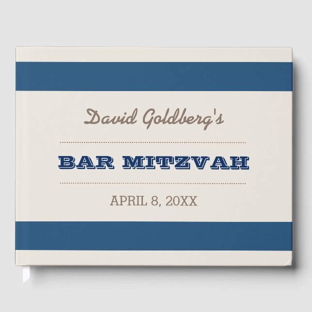 Livre d'or Marine Blue & Silver Bar Mitzvah (Recto)