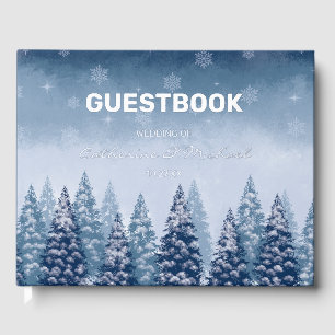 Livre D'or Marine Blue Winter Wonderland Pine Mariage de Noël