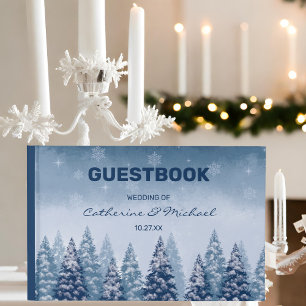 Livre D'or Marine Blue Winter Wonderland Pine Mariage de Noël