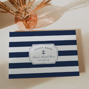 Livre D'or Marine nautique et Fête des mariées à rayures blan