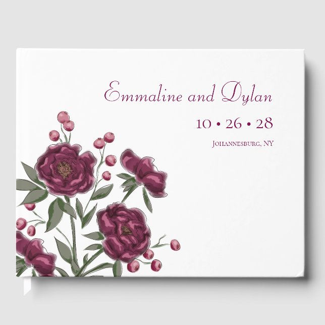 Livre D'or Maroon Rose Wedding (Recto)