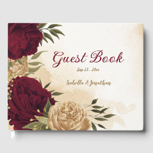 Livre D'or Maroon vert beige or botanique