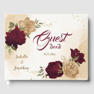 Livre D'or Maroon vert beige or botanique