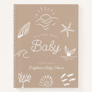 Livre d'or marron Baby Shower Sea You Soon