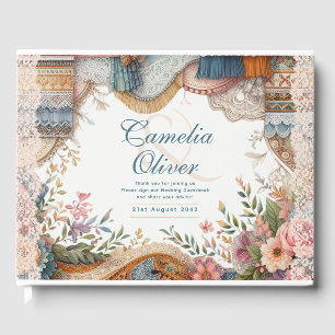 Livre D'or Maximaliste Mariage Vintage Floral Turquoise