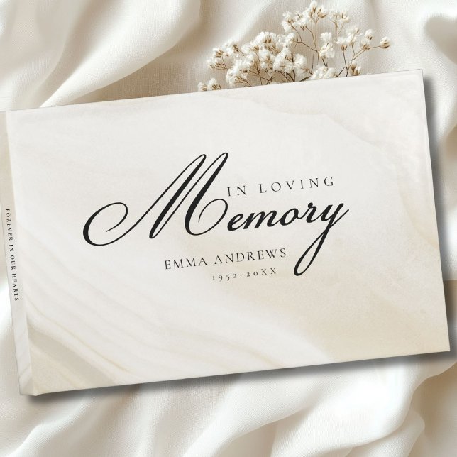 Livre D'or Mémoire "En mémoire d'amour" Marbre, Beige (Memory "In Loving memory" Marble, Beige Guest Book)