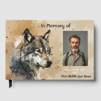 Livre d'or Mémorial Aquarelle Loup Animal