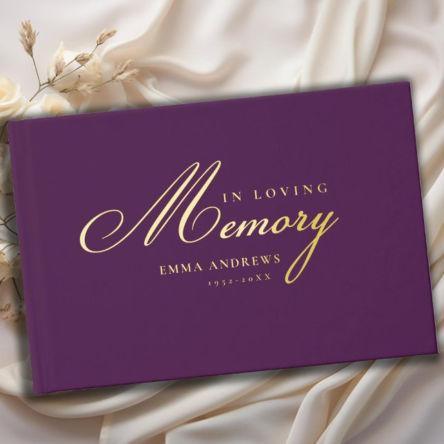 Livre D'or Mémorial "En mémoire d'amour" Gold-Foil, Violet (Créateur téléchargé)