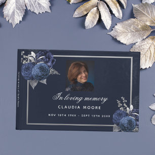 Livre D'or Mémorial funéraire amour mémoire bleu floral photo