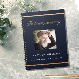 Livre d'or mémorial funéraire bleu or photo