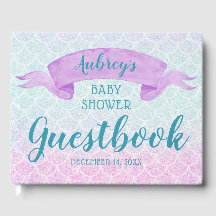 Mermaid Aquarelle Purple Baby shower Guides