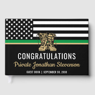 Livre D'or Militaire Graduation Mince Ligne verte