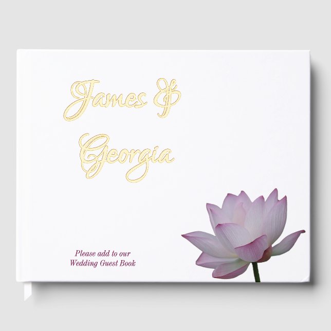 Livre D'or Minimalist soft pink & green lotus Wedding  (Recto)