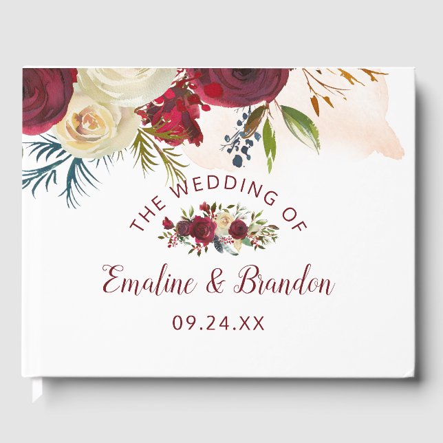 Livre D'or Mistletoe Manor Aquarelle Hiver Floral Mariage (Recto)