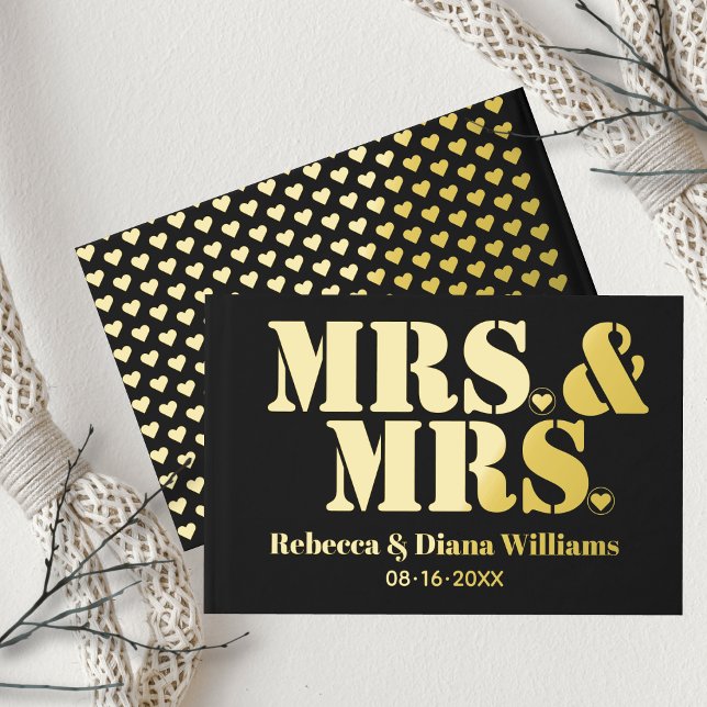 Livre D'or Mme et Mme typographie lesbienne mariage noire (Créateur téléchargé)