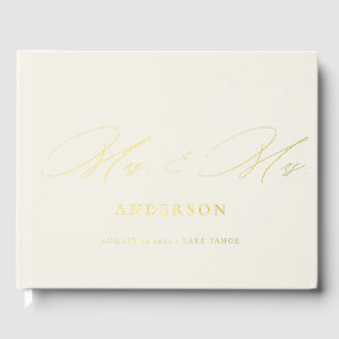 Livre D'or Mme & Mme Elegant Calligraphy Cream Foil Mariage