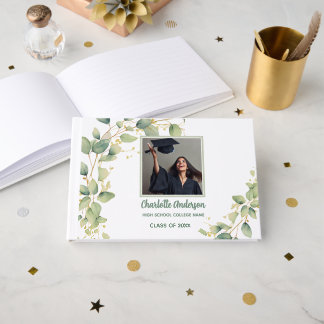 Livre D'or Modern Botanical Sage Graduate Photo