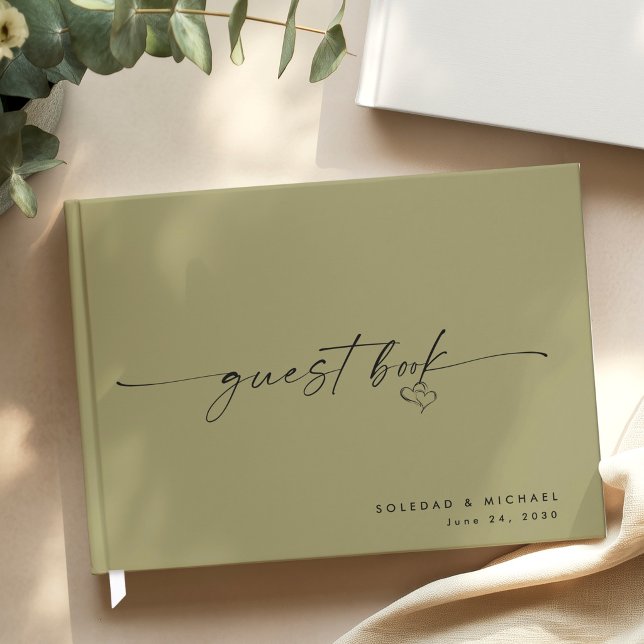 Livre D'or Modern Minimalist Sage Script Wedding  (Créateur téléchargé)