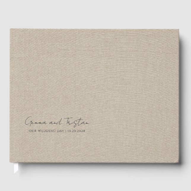 Livre D'or Modern Personalized Silver Gray Faux Linen (Recto)