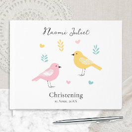 Livre D'or Modern Scandi Pastel Birds Baby Girl Christening