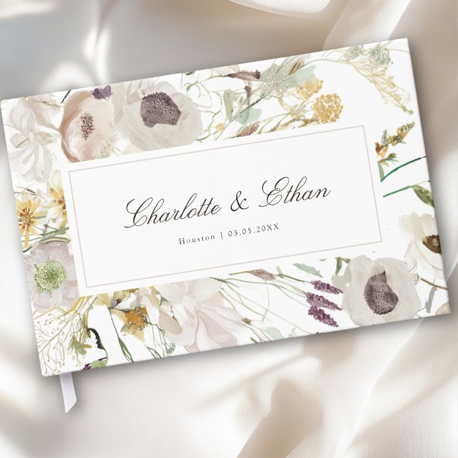 Livre D'or Modern Spring Wedding (Modern Spring Boho Floral Watercolor Wedding Guest Book)