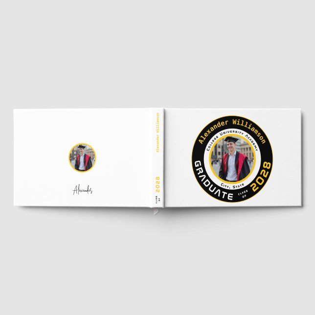 Livre D'or Modern White Black Yellow Graduation Photo (Complet)
