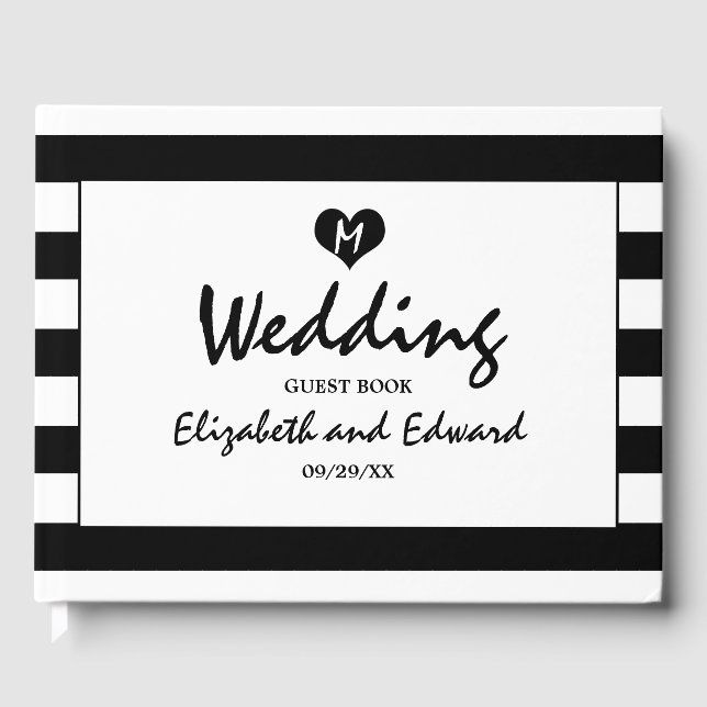 Livre D'or Moderne Chic Mariage noir et blanc (Recto)