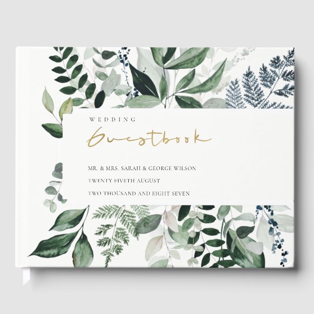 Livre D'or Moderne Chic vert feuillage Tropical Mariage (Recto)