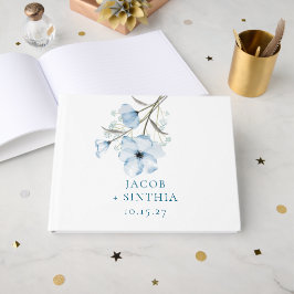 Livre D'or Moderne Elegant Chic Dusty Mariage bleu