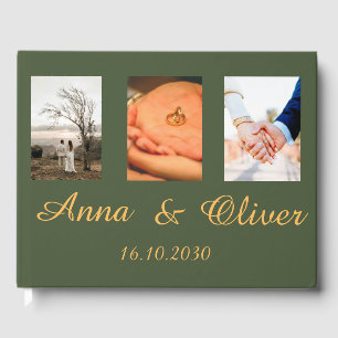 Livre D'or Moderne Elegant Chic manuscrit photo Mariage Gues